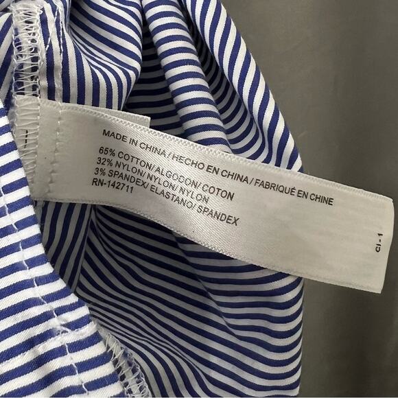 ELOQUII / blue white vertical stripe button down shirt / 14 - Picture 7 of 8